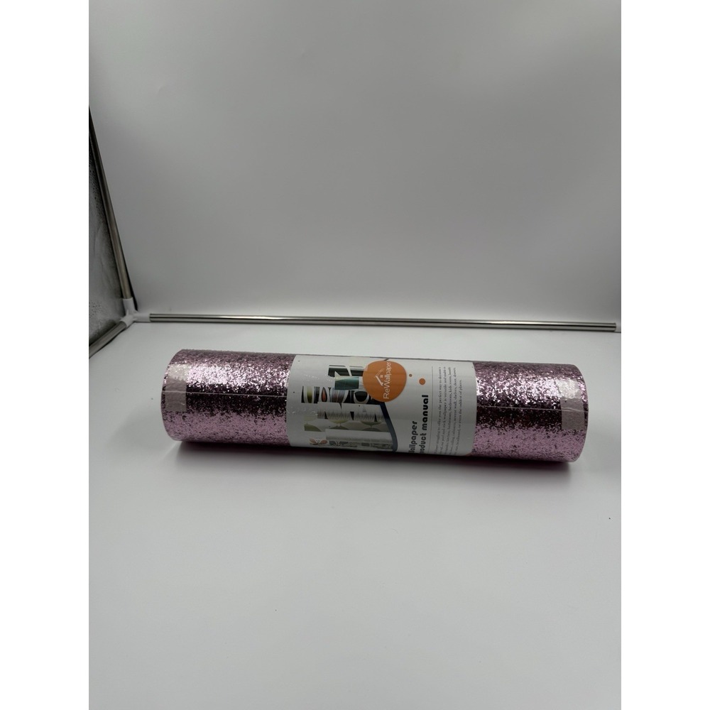 Rewallpaper 15.8inx23ft Pink Glitter Peel And Stick Wallpaper